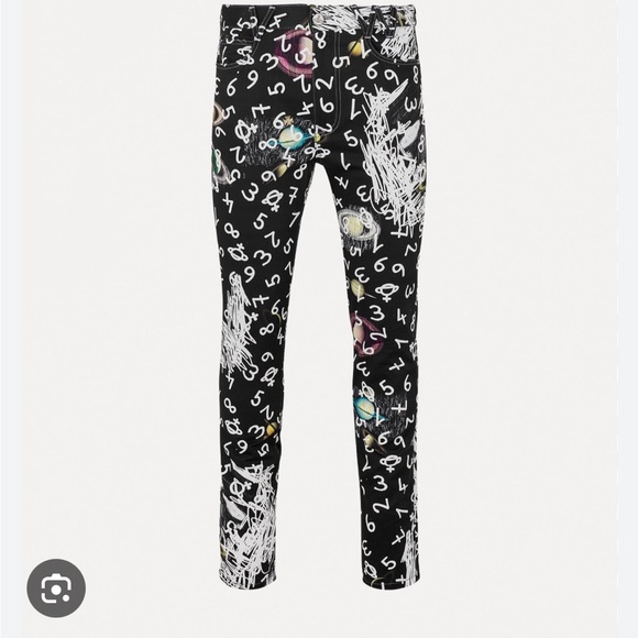 Vivienne Westwood Denim - Vivienne Westwood Black Planets and Numbers Print Pants